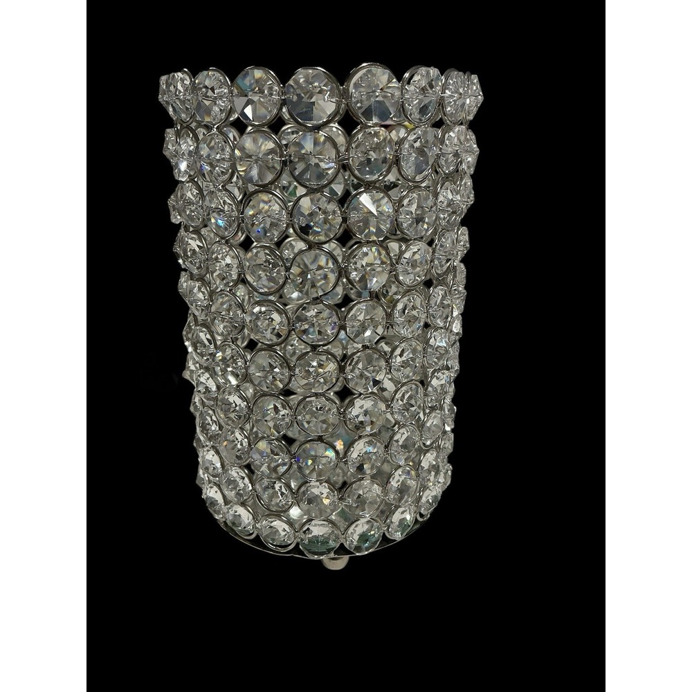 Large Hurricane Crystal Bling Candle Vase 7.5" Tall 5" Wide‎ India